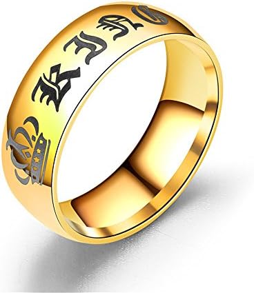 Couples Rings His or Hers Matching Set Titanium Wedding Engagement Bands comfort fit (Men, Gold, Size 9)