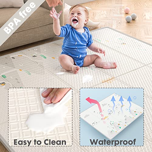 ZEEBABA Baby Playpen with Mat, Playpen for Babies (59x59x27inch), Kids Safety Play Pen for Babies and Toddlers, Extra Large Playpen Playmat, Baby Fence Gives Mommy a Break, Large Baby Play Yard