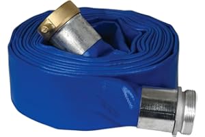 Apache 98138010 1-1/2" x 25' Blue Standard-Duty PVC Lay-Flat Discharge Hose with Aluminum Pin Lug Fittings