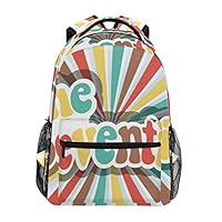 YICHENGG Fashion Personalized Sports School Backpack Colorful The Seventies Retro Print Outdoor Travel Hiking Daypack Big Capacity Laptop Bag