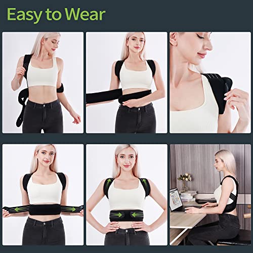 VOLOSA Back Brace Posture Corrector for Women and Men, Adjustable Upper Back Straightener Hunchback Corrector for Spine, Back, Neck, Clavicle and Shoulder, Improves Posture and Pain Relief (L)