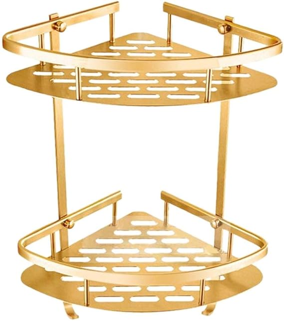 Baño Marco Dorado Cuarto De Ducha Cesta De Esquina Montada En La Pared