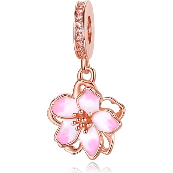 Amazon.com: Rose Gold Magnolia Flowers Charms fit Pandora
