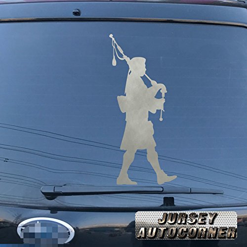 3S MOTORLINE Scottish Bagpiper Bagpipes Scotland Decal Sticker Car Vinyl pick size color die cut no bkgrd e (silver, 5'' (12.7cm))