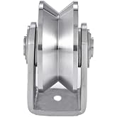 2in V Groove Wheel Stainless Steel Groove Wheel Heavy Duty Track Wheel Rigid Caster Sliding Gate Roller Wheel Double Bearing for Swing Sliding Gate