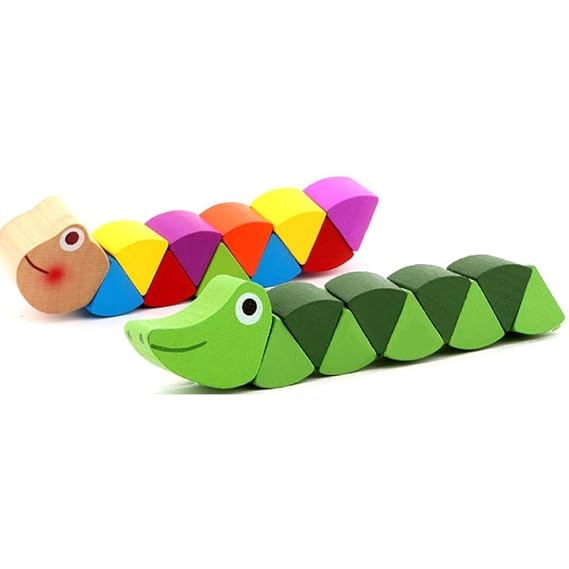 Intelligence Educational Crocodile Puzzles Wooden Caterpillars Baby Toy