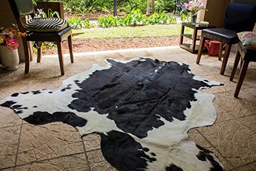 Black with White Edge Original Cowhide Rug (6x7)