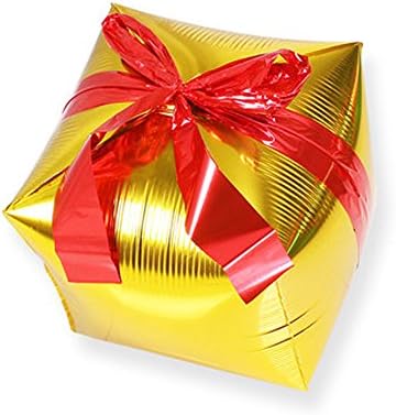 18" Gift Box Shape Foil Balloons Aluminum Film Balloons Cartoon Toy Birthday Party Decoration (Gold)