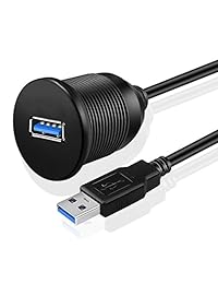 TNP USB 3.0 salpicadero Cable de montaje empotrado Panel Dash Mount 1 puerto Dual USB Socket Plug Conector Jack Cable de extensión Cable macho a hembra impermeable para coche, camión, remolque barco moto 6 patas