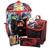 Lego Ninjago Boys 5 piece Backpack and Snack Bag School Set