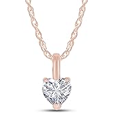 SAVEARTH DIAMONDS 925 Sterling Silver 14K Gold Plated 6MM Heart Cut Lab Created Moissanite Diamond Solitaire Heart Pendant Chain Necklace for Women,VVS1 Clarity, 0.85 Cttw