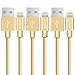 Lansen iPhone Charger Cable Cord 3Pack 3'/6'/10' FT Nylon Braided Lightning cable-Gold