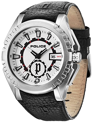 Police 14194JS-04 Mens Fighter Black Leather Strap Watch