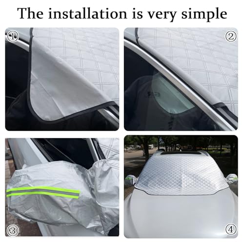 NOYVYDS Car Front Windshield Sunscreen, Car Windscreen Cover Against UV Rays and Heat, Magnetic, Universal for Most Vehicles, 199 x 127 cm, Silver