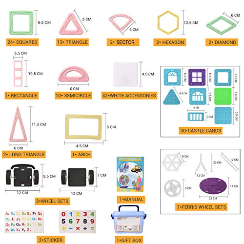 image for Suwayoo Magnetic Blocks-142 PCS Magnetic Tiles Building Blocks Toys, M