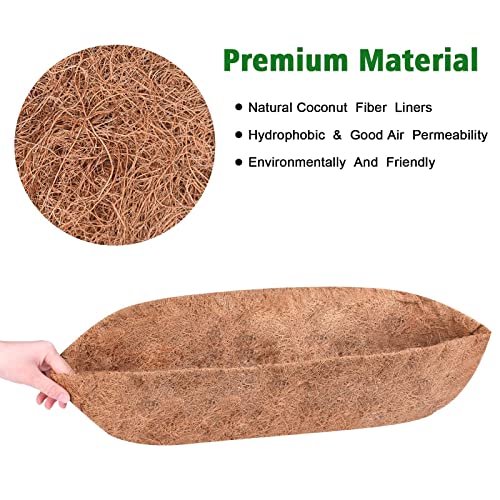 2PCS Trough Coco Replacement Liners,24/30/36/48 Inch Wall-mounted Coco Liner Trough,Coco Liner for Window Box & Hanging Trough Planters (30 Inch-2PCS)