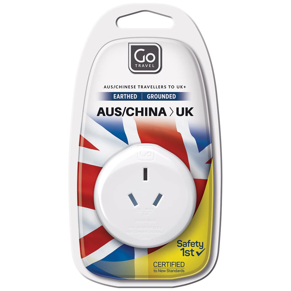 Go Travel Earthed AUS Australia and China to UK Travel Power Adaptor (Adapter Ref 560)