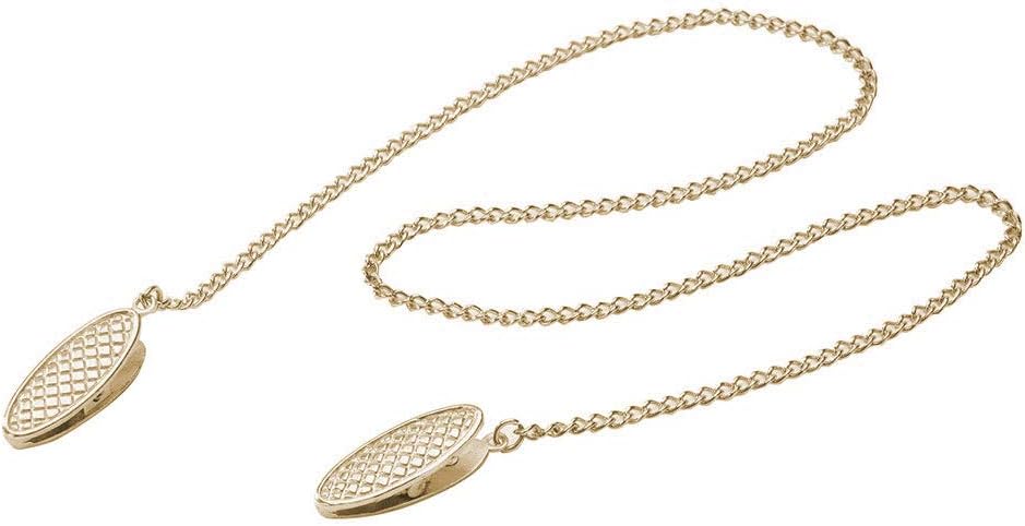 MZMing [2 Pcs] 49CM Stainless Steel Chain Napkin Clips Towel Apron Bibs Chain Metal Napkin Fixing Clip - Flexible Napkin Holder Napkin Lanyard Neck Strap Dinner Accessory for Elder Adult Child - Gold