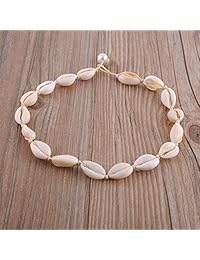 BRIGHT MOON Shell Necklace Choker Pearl Choker Necklace Adjustable Statement Puka Shell Necklace Star Pendant Long Necklace