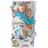 JumpOff Jo â€“ Little Joâ€™s Toddler Nap Mat â€“ Childrenâ€™s Sleeping Bag with Removable Pillow for Preschool, Daycare, and Sleepovers â€“ Original Design: Joâ€™s Garage - 43â€ x 21â€