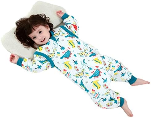 Quavey Winter Baby Sleeping Sack Cotton Removeable Long Sleeve Sleeping Bag Wearable Blanket With Feet(Large)
