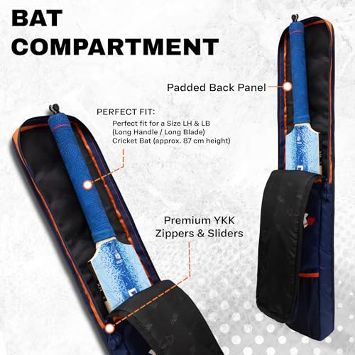 WHACKK Hayden Cricket Bat Cover Orange | Premium Full Size Polyester Bat Sleeve with Carry Handle | Protective Cover for Wooden & Plastic Cricket Bats 3