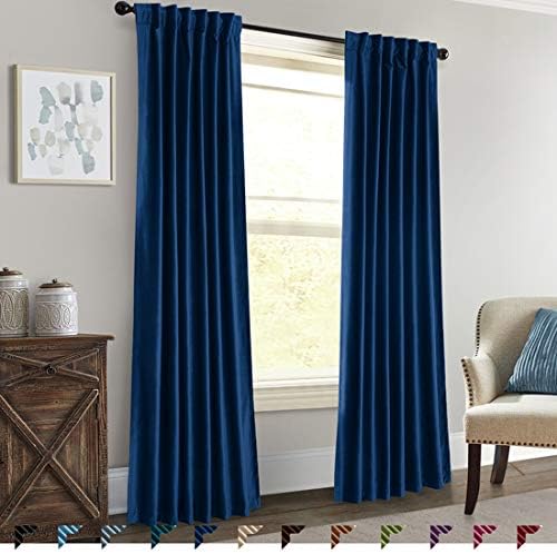 Royhom Multi Size & Color 50" W x 120" L Luxury Velvet Curtain Soild Curtain 90% Blcakout Curtain/Back Tab/Set of 1
