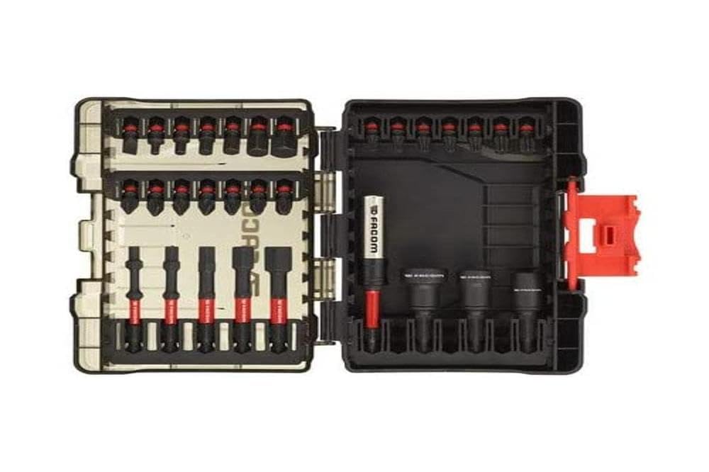 FACOM Set of 24 1/4 Inch Impact Bits and Accessories - 30 Screwing Parts - EN.1J30PB