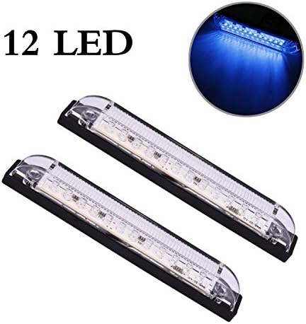 Partszone 2pcs 6" Utility Strip Light Sealed 12 LEDClear/Blue Underwater Led RV Boat Light