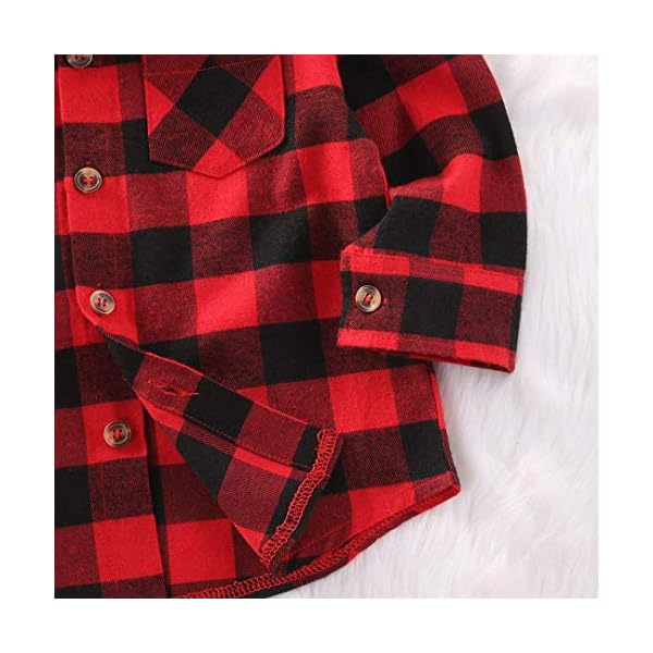 Kids Little Boys Girls Baby Long Sleeve Button Down Red Plaid Flannel Shirt Plaid Girl Boy NB-6T - Image 7