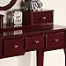 Roundhill Furniture Ashley Wood Make-Up Vanity Table and Stool Set, Cherry