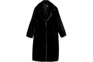 Women's Faux Reversible Fur Coat Open Front Long Lapel Cardigan Jacket Warm Winter Faux Fleece Outwear