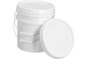 LALADEFIEE 2Pcs Food Grade Plastic Bucket Durable Portable White Pail with Handle