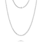 LUCKY2+7 Silver Chain for Men, 3mm/5mm Cuban Link Chains for Men Stainless Steel,Mens Necklace Chain 18/24 inch,Gift Box Included