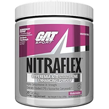 GAT Sport NITRAFLEX, Testosterone Boosting Powder, Increases Blood Flow, Boosts Strength and Energy, Improves Exercise Performance, Creatine-Free (Watermelon, 30 Servings)