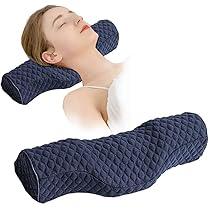 Oreiller Cervical En Mousse Mémoire De Forme - Coussin Rond Multifonction Pour Nuque, Dos, Jambes - Housse Lavable - Bleu, 20x70cm