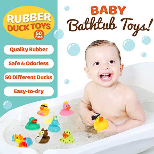 50 Pack Rubber Ducks for Jeep Duck Assorted Rubber Duck Duckies in Bulk, 2.2inch Cute Mini