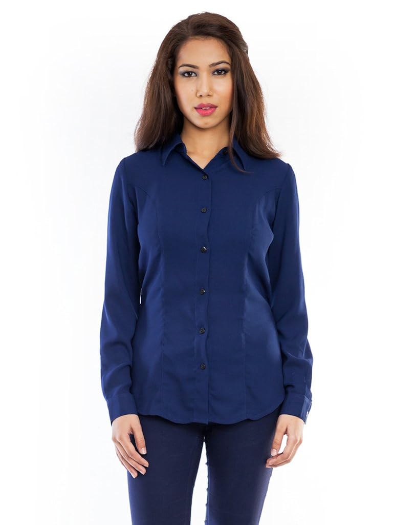 Buy Femninora Women s Dark Blue Polyester Shirt At Amazon in buy-femninora-women-s-dark-blue-polyester-shirt-at-amazon-in