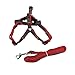 kathson Dog Leash and No-pull Adjustable Harness -Double Padded, Solid -Easy Step-In and Fit Pet Reflective Dog Harness (Red Medium)