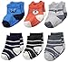 Carter's Baby Boys' 6 Pack Computer Socks (6 Pack), Monster/Critter- blue, grey, orange, 3-12 Months