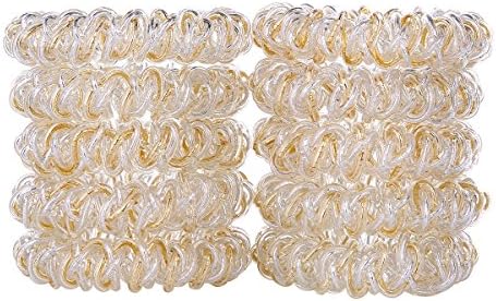 Metallic color Spiral Hair Ties No Crease Elastic Ponytail Holders Phone Cord Traceless Hair Ring Hair Rubber Bands Suitable for All Hair Types, 10pcs (Color mixing)