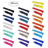 RuenTech Replacement Bands for Samsung Gear Fit2 / Gear Fit2 Pro Smart Fitness Band (16-Color) Adjustable Silicone Strap/Wristband (16-Pack)