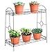 Best Choice Products 32-inch 2-Tier Indoor Outdoor Metal Multipurpose Plant Stand, Decorative Flower Pot Display Shelf Tray for Home, Backyard, Patio, Garden, Black