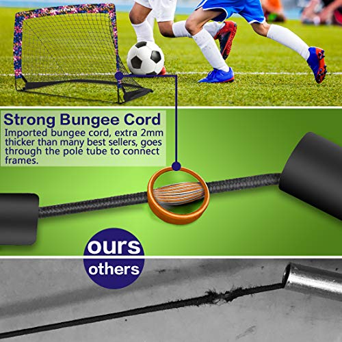 Dimples Excel Soccer Goal Pop up Soccer Goal Backyard for Kids Mini Soccer Goal Portable Foldable Football Goal Net Garden Indoor Outdoor, 2 Set