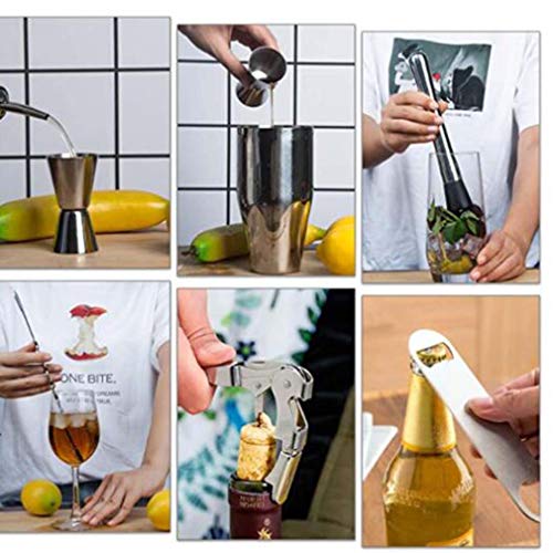YHWD Cocktail Set,Edelstahl Cocktail Shaker Set,14 Teiliges Barkeeper Set mit ABS Lagerhalterung,Messbecher und Bar… – Bild 5