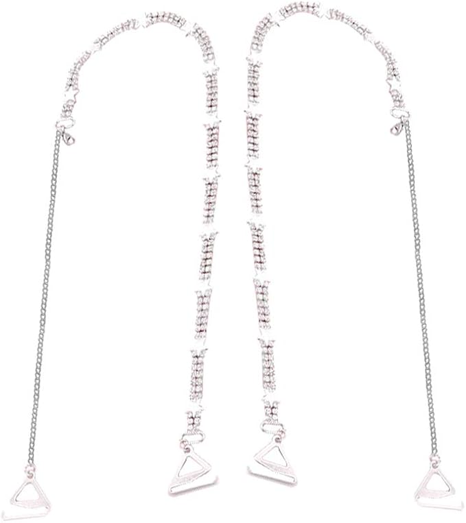 BLMHTWO Strass BH Träger Set - 4 Stück Verstellbar Silber & Schwarz