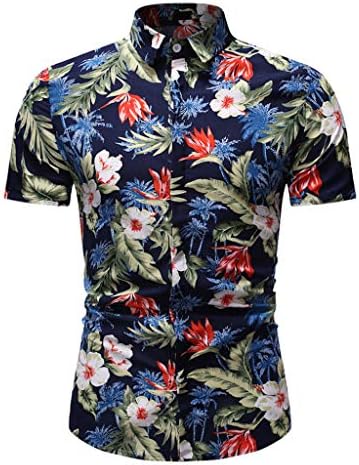 Men's Casual Shirts Hawaiian Short Sleeve T-Shirts Summer Aloha Floral Print Tropical Beach Quick Dry Top