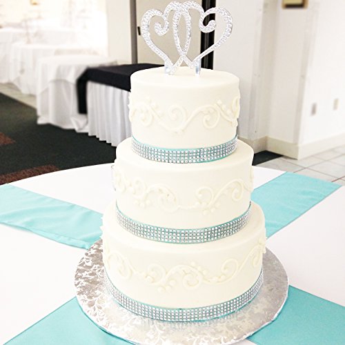Benvo 4 Row 10 Yard Acrylic Bling Diamond Rhinestone Ribbon Wrap for Wedding Cakes, Birthday Decorations, Baby Shower Events and Arts and Crafts Projects 10 yard, Silver