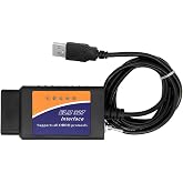 Ywdiml Car OBD2 USB Adapter, Vehicle OBD2 to USB Interface Cable Diagnostic Scan Tool with MS CAN/HS CAN Switch, Auto OBDII Scanner Diagnostic Connector, Compatible with S-Max C-Max Transit (Blue)