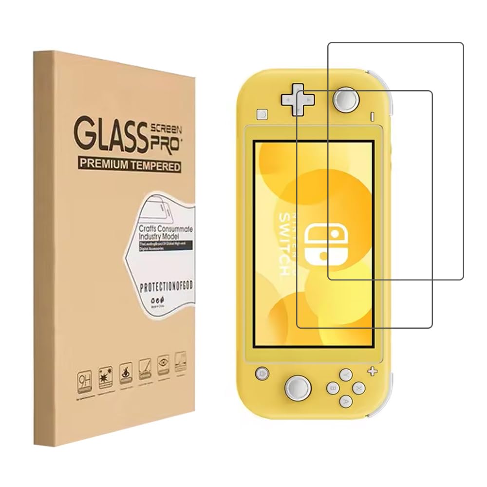 ENGFYADSY Screen Protector for Nintendo Switch Lite, Game Player Tempered Glass Transparent HD Ultra Clear Anti-Scratch Anti-Fingerprint Bubble-Free Case Friendly